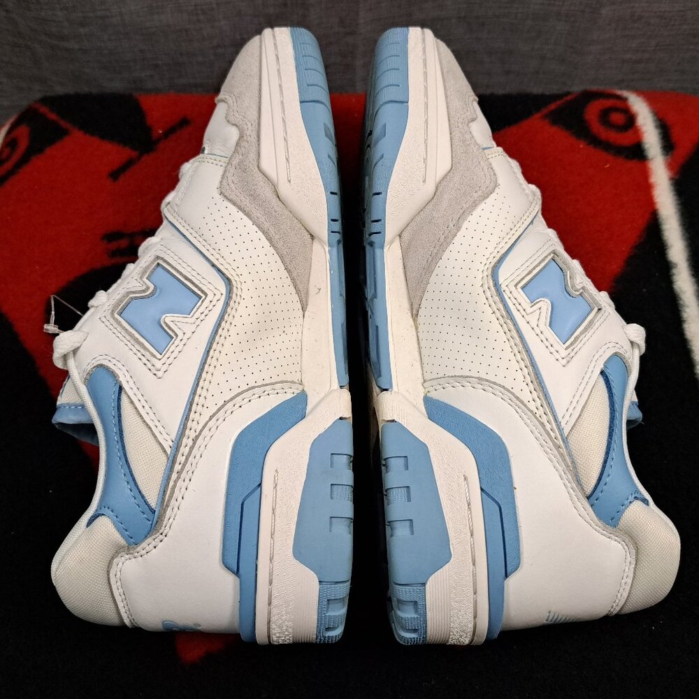 New Balance 550 White and Blue Athletic Shoes - Picture 10 of 13